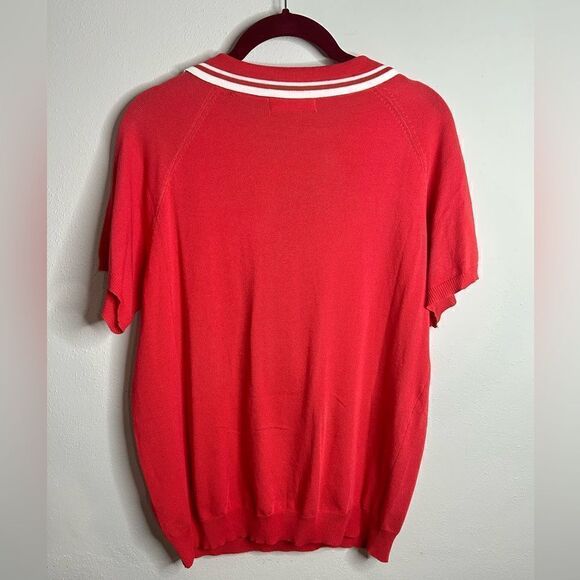 Red Collared Quarter Zip Lightweight Sweater - Picture 8 of 9